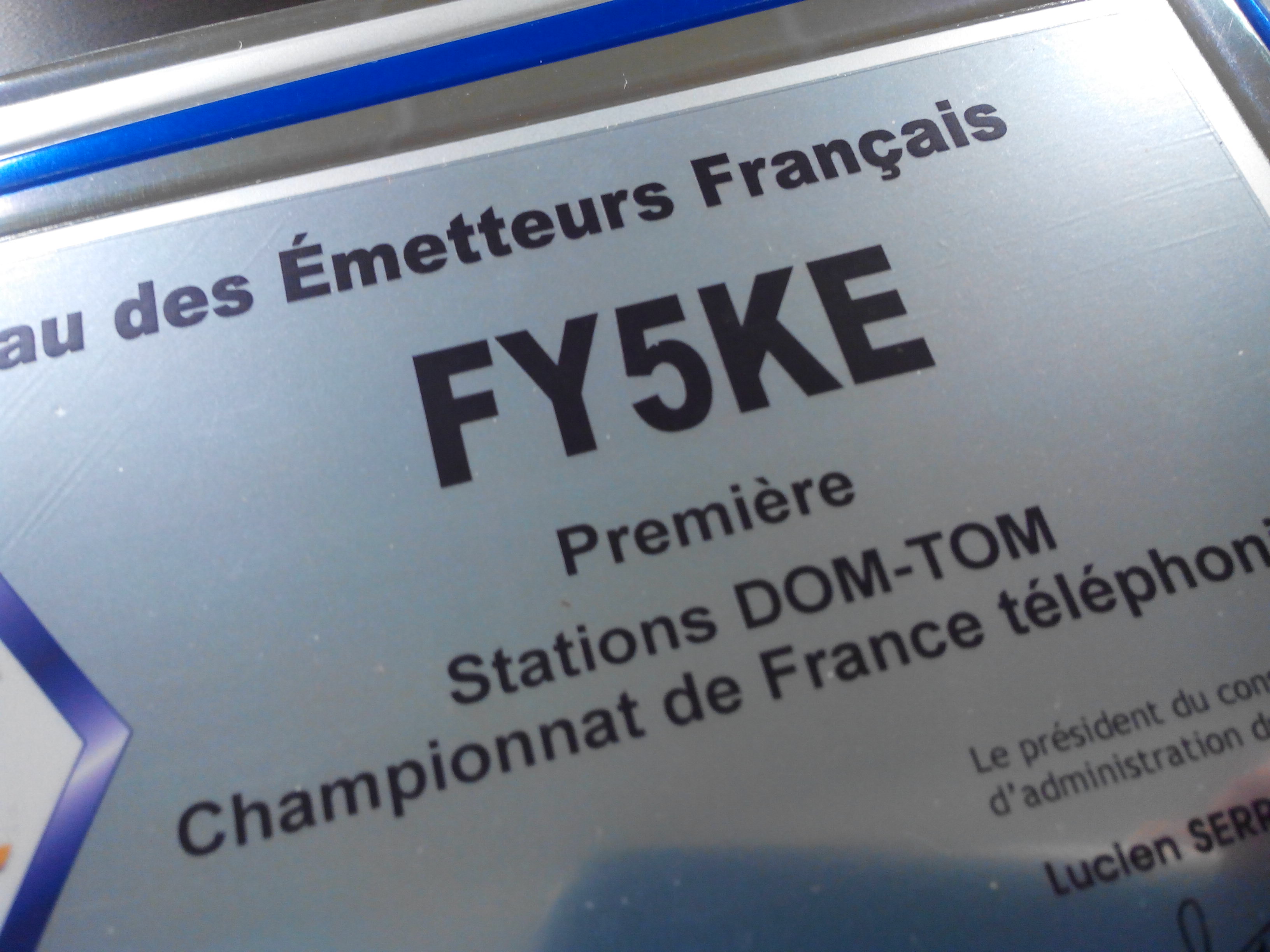 Champion de France DOM TOM FY5KE 2014