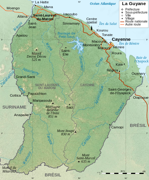 French Guiana (author Sémhur (under licence GFDL & CC-BY-SA)
