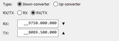 Valeurs RX et TX down-converter SDR Console QO100