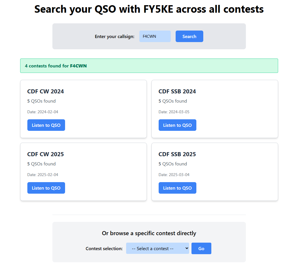 Example of searching through contests for F4CWN